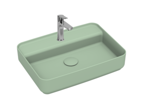 Wastafel Infinity Mat Mint Groen⎢Isvea Opbouw wasbak 55cm⎢met kraangat zonder overloop