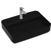 Wastafel Infinity Mat Zwart⎢Isvea Opbouw wasbak 55cm⎢met kraangat zonder overloop