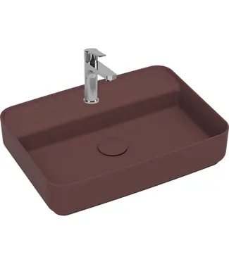 Isvea Wastafel Infinity Mat Bordeaux Rood⎢Isvea Opbouw wasbak 55cm⎢met kraangat zonder overloop