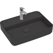 Wastafel Infinity Mat Antraciet⎢Isvea Opbouw wasbak 55cm⎢met kraangat zonder overloop