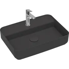 Wastafel Infinity Mat Antraciet⎢Isvea Opbouw wasbak 55cm⎢met kraangat zonder overloop