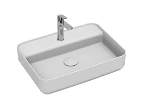 Wastafel Infinity Glans Wit⎢Isvea Opbouw wasbak 55cm⎢met kraangat zonder overloop