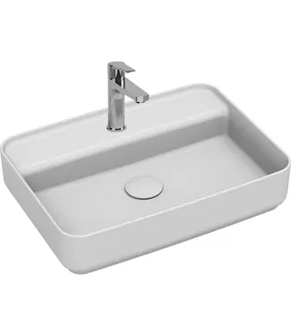 Isvea Wastafel Infinity Glans Wit⎢Isvea Opbouw wasbak 55cm⎢met kraangat zonder overloop