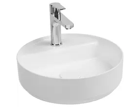 Wastafel Infinity Rond Glans Wit⎢Isvea Opbouw wasbak 42cm⎢met kraangat zonder overloop