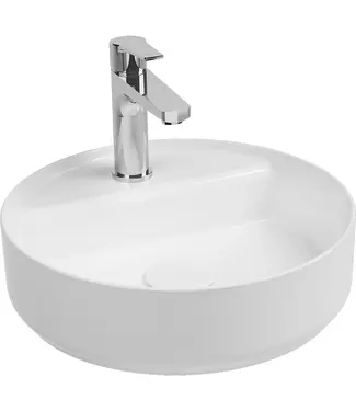 Isvea Wastafel Infinity Rond Glans Wit⎢Isvea Opbouw wasbak 42cm⎢met kraangat zonder overloop