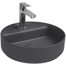 Wastafel Infinity Rond Mat Antraciet⎢Isvea Opbouw wasbak 42cm⎢met kraangat zonder overloop