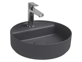 Wastafel Infinity Rond Mat Antraciet⎢Isvea Opbouw wasbak 42cm⎢met kraangat zonder overloop
