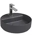 Wastafel Infinity Rond Mat Antraciet⎢Isvea Opbouw wasbak 42cm⎢met kraangat zonder overloop