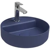 Wastafel Infinity Rond Mat Blauw⎢Isvea Opbouw wasbak 42cm⎢met kraangat zonder overloop Wastafel Infinity Rond Mat Blauw⎢Isvea Opbouw wasbak 42cm⎢met kraangat zonder overloop