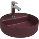 Wastafel Infinity Rond Mat bordeaux Rood⎢Isvea Opbouw wasbak 42cm⎢met kraangat zonder overloop