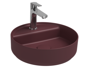 Wastafel Infinity Rond Mat bordeaux Rood⎢Isvea Opbouw wasbak 42cm⎢met kraangat zonder overloop