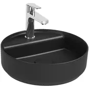 Wastafel Infinity Rond Mat Zwart⎢Isvea Opbouw wasbak 42cm⎢met kraangat zonder overloop Wastafel Infinity Rond Mat Zwart⎢Isvea Opbouw wasbak 42cm⎢met kraangat zonder overloop