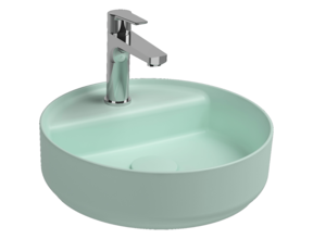 Wastafel Infinity Rond Mat Mint Groen⎢Isvea Opbouw wasbak 42cm⎢met kraangat zonder overloop