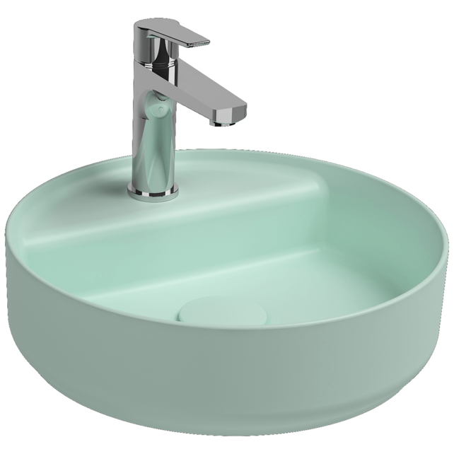 Wastafel Infinity Rond Mat Mint Groen⎢Isvea Opbouw wasbak 42cm⎢met kraangat zonder overloop Wastafel Infinity Rond Mat Mint Groen⎢Isvea Opbouw wasbak 42cm⎢met kraangat zonder overloop