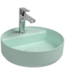 Wastafel Infinity Rond Mat Mint Groen⎢Isvea Opbouw wasbak 42cm⎢met kraangat zonder overloop