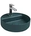 Isvea Wastafel Infinity Rond Mat Petrol Groen⎢Isvea Opbouw wasbak 42cm⎢met kraangat zonder overloop