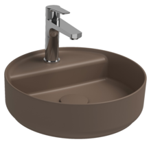 Wastafel Infinity Rond Mat Taupe⎢Isvea Opbouw wasbak 42cm⎢met kraangat zonder overloop