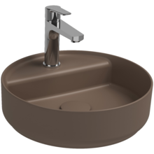 Wastafel Infinity Rond Mat Taupe⎢Isvea Opbouw wasbak 42cm⎢met kraangat zonder overloop