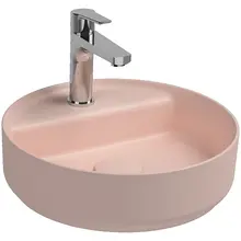 Wastafel Infinity Rond Mat Zalm Rose⎢Isvea Opbouw wasbak 42cm⎢met kraangat zonder overloop