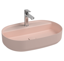 Wastafel Infinity Ovaal Mat Zalm Rose⎢Isvea Opbouw wasbak 60cm⎢met kraangat zonder overloop