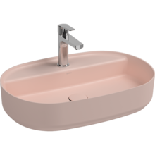 Wastafel Infinity Ovaal Mat Zalm Rose⎢Isvea Opbouw wasbak 60cm⎢met kraangat zonder overloop