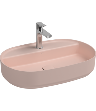 Isvea Wastafel Infinity Ovaal Mat Zalm Rose⎢Isvea Opbouw wasbak 60cm⎢met kraangat zonder overloop