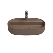 Wastafel Infinity Ovaal Mat Taupe⎢Isvea Opbouw wasbak 60cm⎢met kraangat zonder overloop