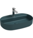 Wastafel Infinity Ovaal Mat Petrol Groen⎢Isvea Opbouw wasbak 60cm⎢met kraangat zonder overloop