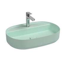 Wastafel Infinity Ovaal Mat Mint Groen⎢Isvea Opbouw wasbak 60cm⎢met kraangat zonder overloop