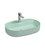 Wastafel Infinity Ovaal Mat Mint Groen⎢Isvea Opbouw wasbak 60cm⎢met kraangat zonder overloop
