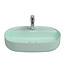 Wastafel Infinity Ovaal Mat Mint Groen⎢Isvea Opbouw wasbak 60cm⎢met kraangat zonder overloop