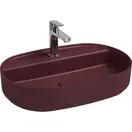 Wastafel Infinity Ovaal Bordeaux Rood⎢Isvea Opbouw wasbak 60cm⎢met kraangat zonder overloop