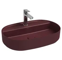 Wastafel Infinity Ovaal Bordeaux Rood⎢Isvea Opbouw wasbak 60cm⎢met kraangat zonder overloop