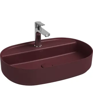 Isvea Wastafel Infinity Ovaal Bordeaux Rood⎢Isvea Opbouw wasbak 60cm⎢met kraangat zonder overloop