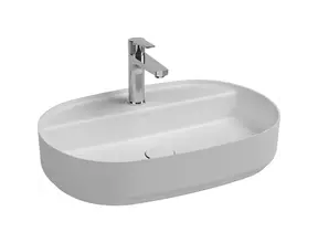 Wastafel Infinity Ovaal Wit⎢Isvea Opbouw wasbak 60cm⎢met kraangat zonder overloop
