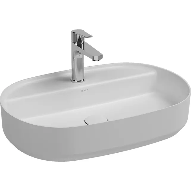 Wastafel Infinity Ovaal Wit⎢Isvea Opbouw wasbak 60cm⎢met kraangat zonder overloop Wastafel Infinity Ovaal Wit⎢Isvea Opbouw wasbak 60cm⎢met kraangat zonder overloop