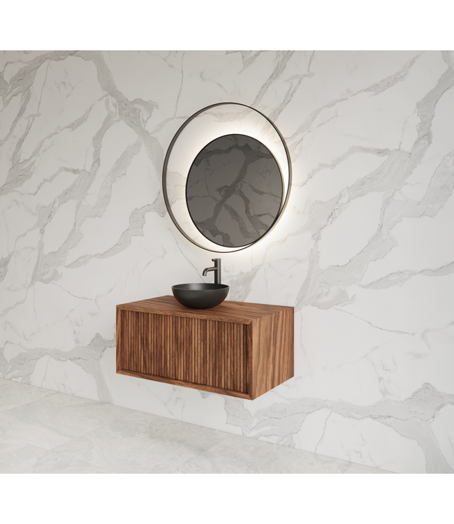 Wastafelmeubel 70cm Walnut⎢Gliss Heronimus⎢1 softclose lade