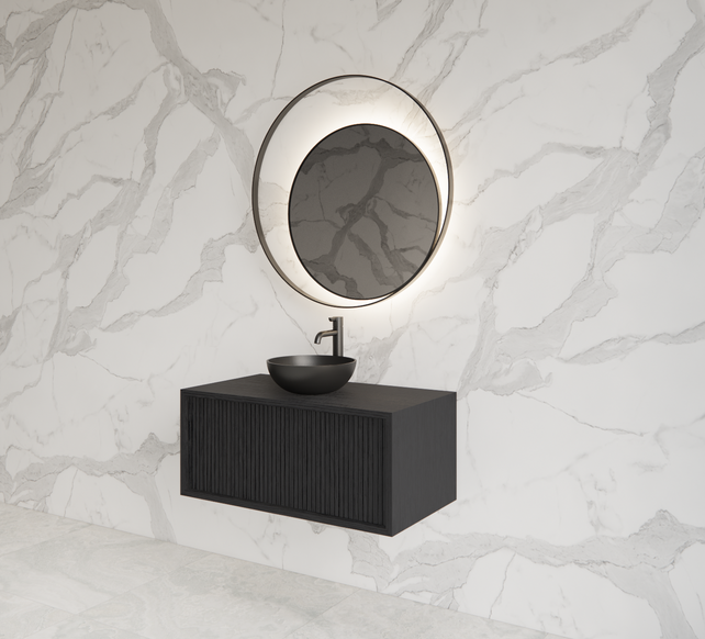 Wastafelmeubel 70cm Black Veneer⎢Gliss Heronimus⎢1 softclose lade Wastafelmeubel 70cm Black Veneer⎢Gliss Heronimus⎢1 softclose lade