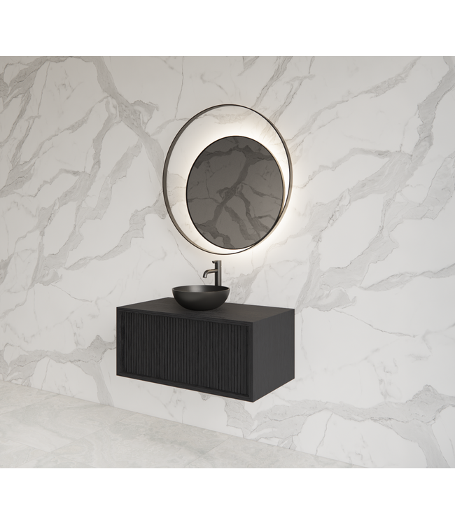 Wastafelmeubel 70cm Black Veneer⎢Gliss Heronimus⎢1 softclose lade