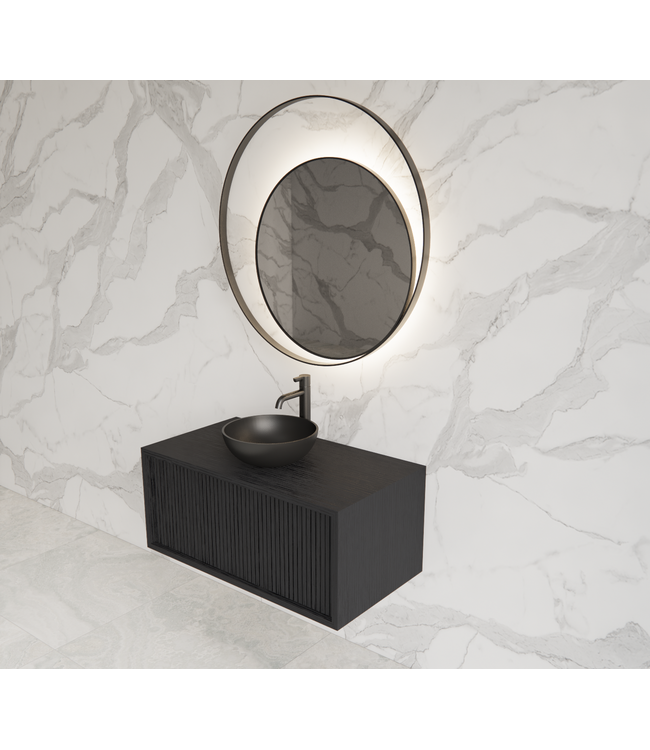 Wastafelmeubel 70cm Black Veneer⎢Gliss Heronimus⎢1 softclose lade