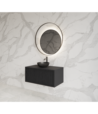 GLISS DESIGN Wastafelmeubel 80cm Black Veneer⎢Gliss Heronimus⎢1 softclose lade