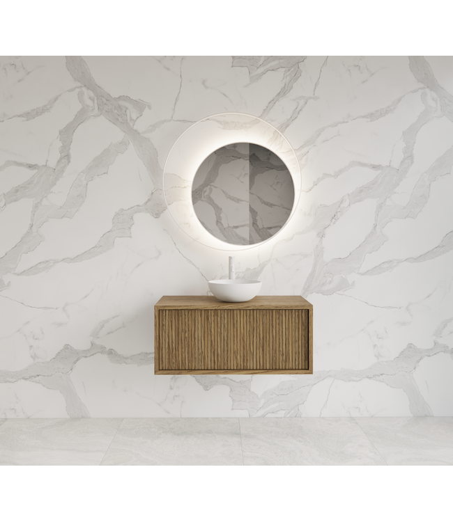 GLISS DESIGN Wastafelmeubel 80cm Castle Brown⎢Gliss Heronimus⎢1 softclose lade