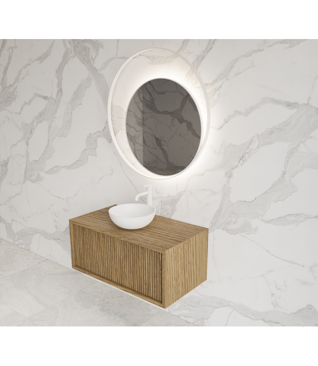 GLISS DESIGN Wastafelmeubel 80cm Castle Brown⎢Gliss Heronimus⎢1 softclose lade