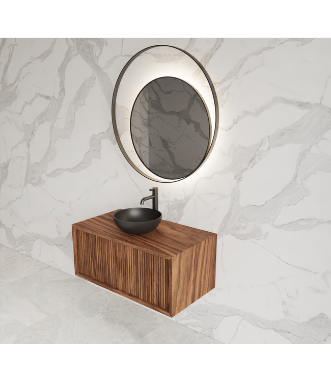 Wastafelmeubel 80cm Walnut⎢Gliss Heronimus⎢1 softclose lade
