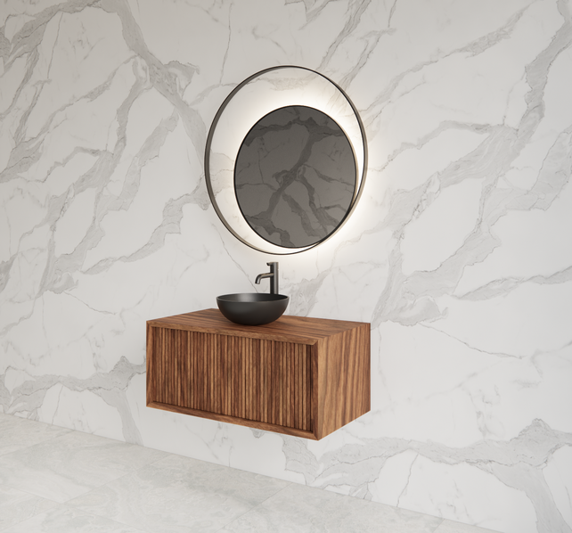 Wastafelmeubel 80cm Walnut⎢Gliss Heronimus⎢1 softclose lade Wastafelmeubel 80cm Walnut⎢Gliss Heronimus⎢1 softclose lade