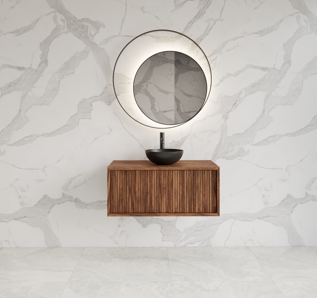 Wastafelmeubel 80cm Walnut⎢Gliss Heronimus⎢1 softclose lade Wastafelmeubel 80cm Walnut⎢Gliss Heronimus⎢1 softclose lade