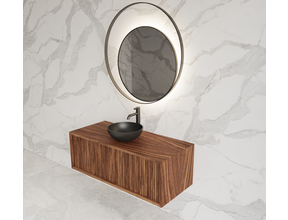 Wastafelmeubel 90cm Walnut⎢Gliss Heronimus⎢1 softclose lade