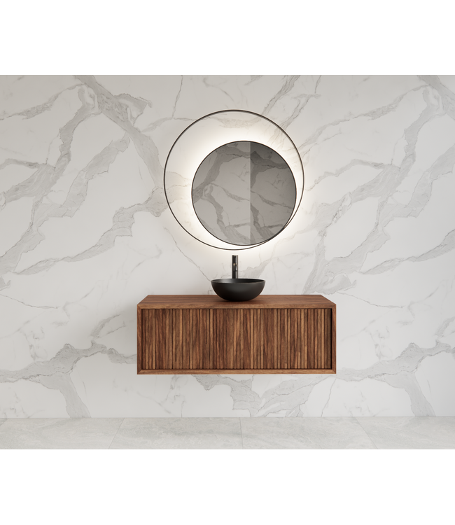 GLISS DESIGN Wastafelmeubel 90cm Walnut⎢Gliss Heronimus⎢1 softclose lade