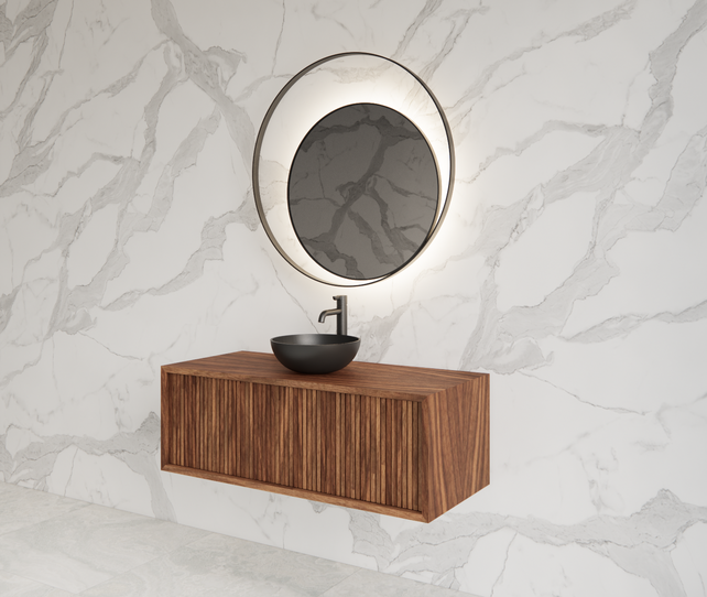 Wastafelmeubel 100cm Walnut⎢Gliss Heronimus⎢1 softclose lade Wastafelmeubel 100cm Walnut⎢Gliss Heronimus⎢1 softclose lade