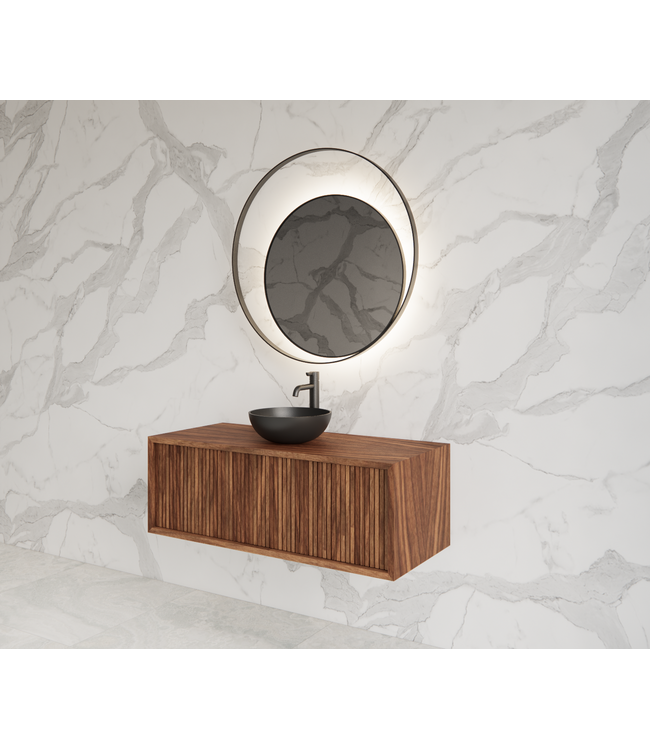 GLISS DESIGN Wastafelmeubel 100cm Walnut⎢Gliss Heronimus⎢1 softclose lade